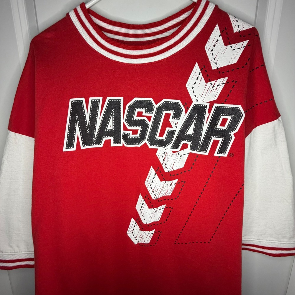 Vintage NASCAR Racing G-III Carl Banks Red White Mens T-Shirt XXL Made in USA